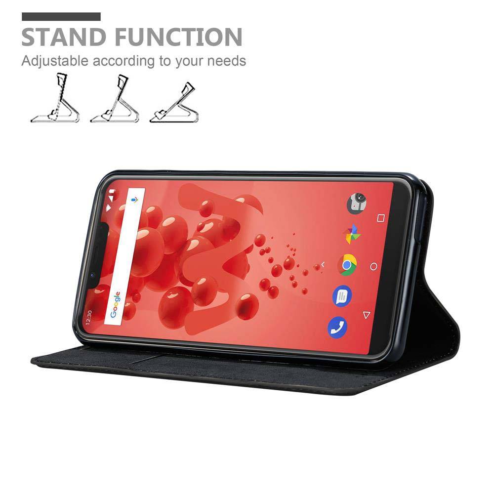 Cadorabo Hülle für WIKO VIEW 2 PLUS Schutz Hülle in Schwarz Handyhülle Etui Case Cover Magnetverschluss
