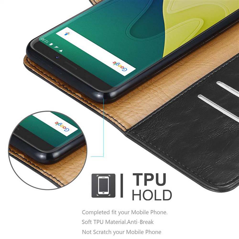 Cadorabo Hülle für WIKO VIEW XL Schutzhülle in Schwarz Handyhülle Book Tasche Case Etui Luxury