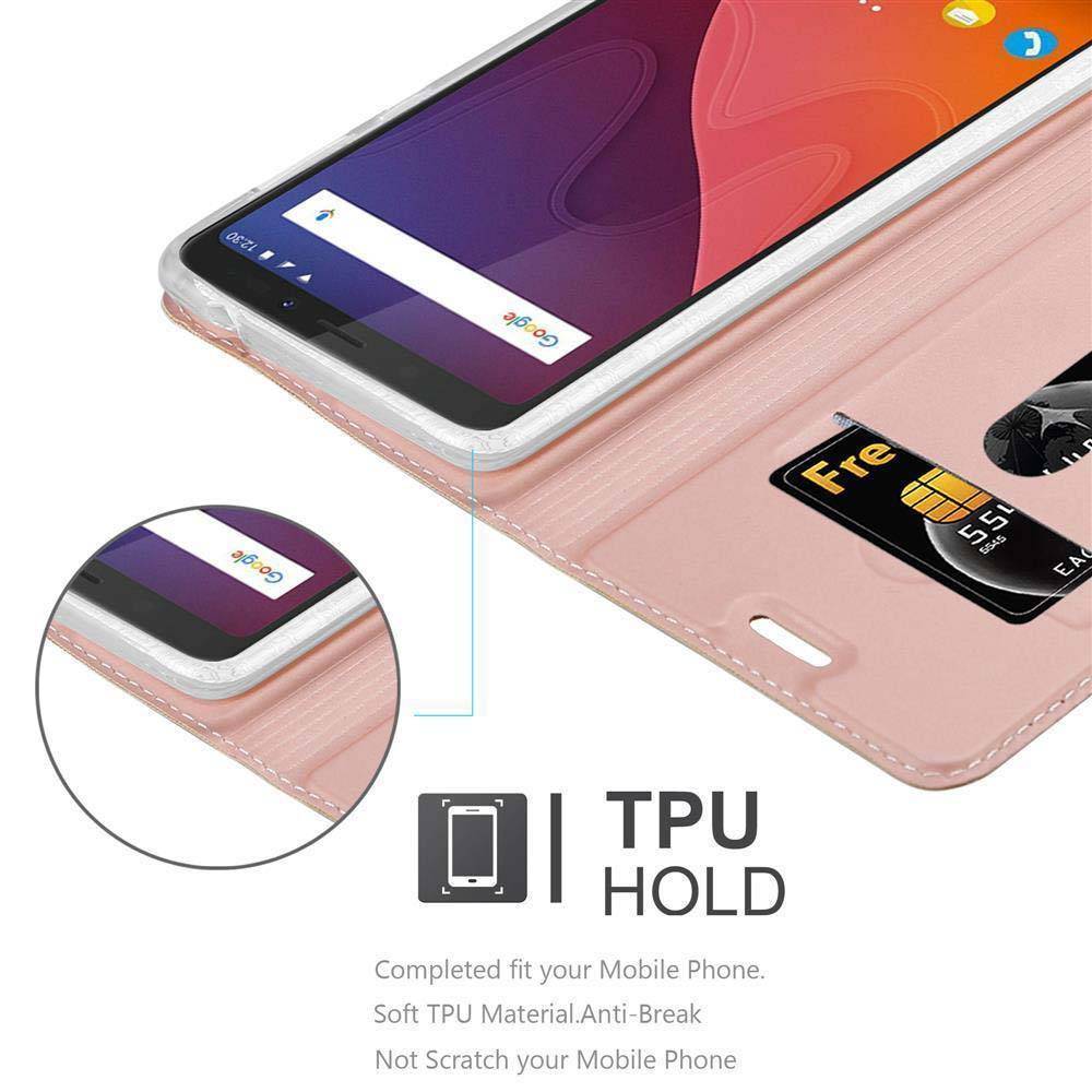 Cadorabo Handyhülle für WIKO VIEW XL Schutz Hülle in Rosa Cover Etui Book Case Booklet