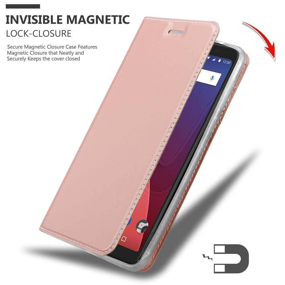 Cadorabo Handyhülle für WIKO VIEW XL Schutz Hülle in Rosa Cover Etui Book Case Booklet