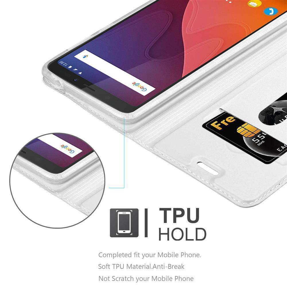 Cadorabo Handyhülle für WIKO VIEW XL Schutz Hülle in Silber Cover Etui Book Case Booklet