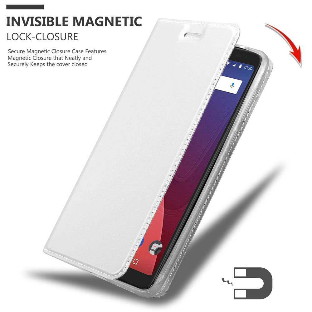 Cadorabo Handyhülle für WIKO VIEW XL Schutz Hülle in Silber Cover Etui Book Case Booklet