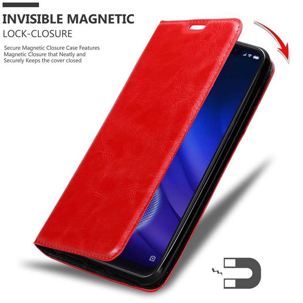 Cadorabo Hülle für Xiaomi Mi 8 PRO Schutz Hülle in Rot Handyhülle Etui Case Cover Magnetverschluss