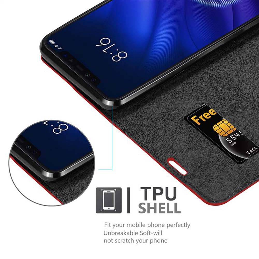 Cadorabo Hülle für Xiaomi Mi 8 PRO Schutz Hülle in Rot Handyhülle Etui Case Cover Magnetverschluss