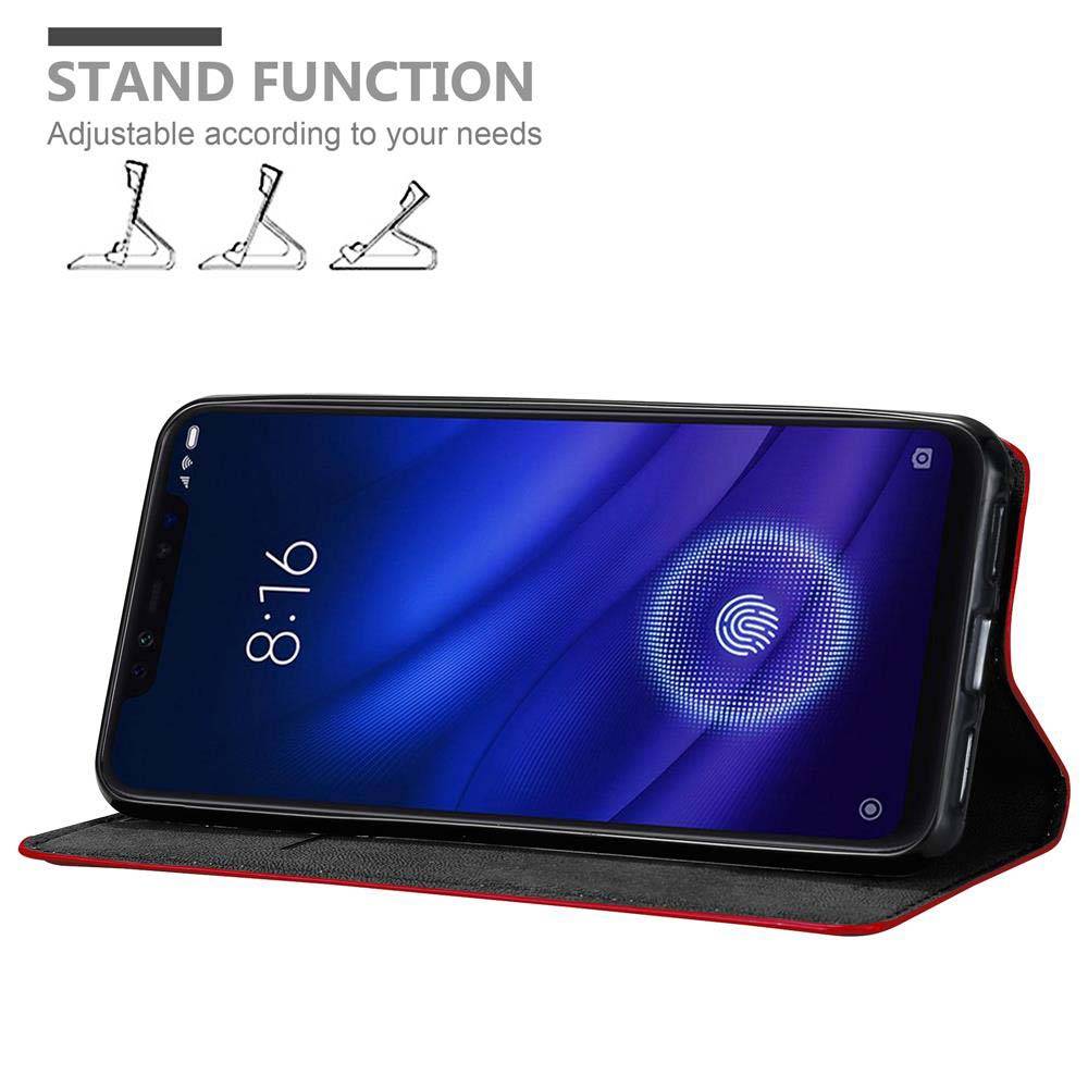 Cadorabo Hülle für Xiaomi Mi 8 PRO Schutz Hülle in Rot Handyhülle Etui Case Cover Magnetverschluss
