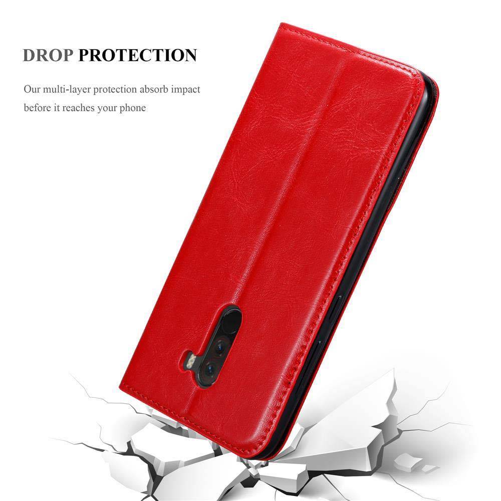 Cadorabo Hülle für Xiaomi Pocophone F1 Schutz Hülle in Rot Handyhülle Etui Case Cover Magnetverschluss