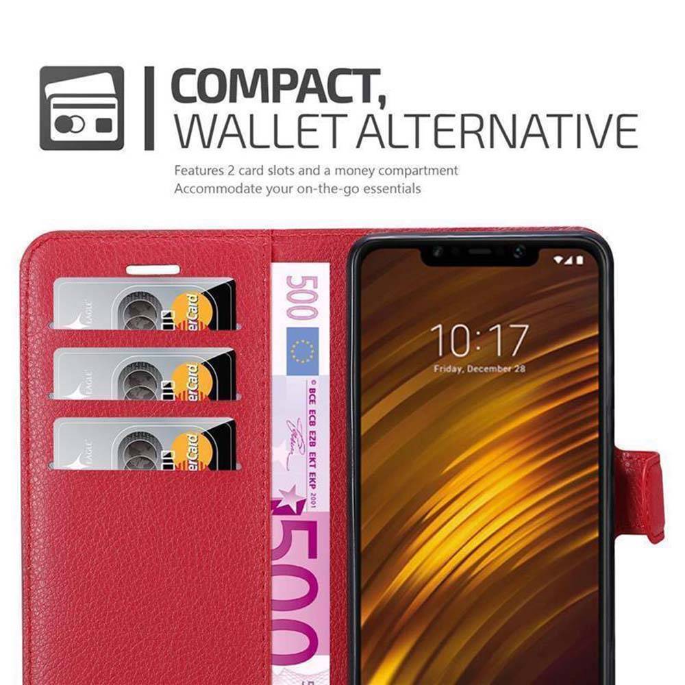 Cadorabo Hülle für Xiaomi Pocophone F1 Schutz Hülle in Rot Handyhülle Etui Case Cover Magnetverschluss