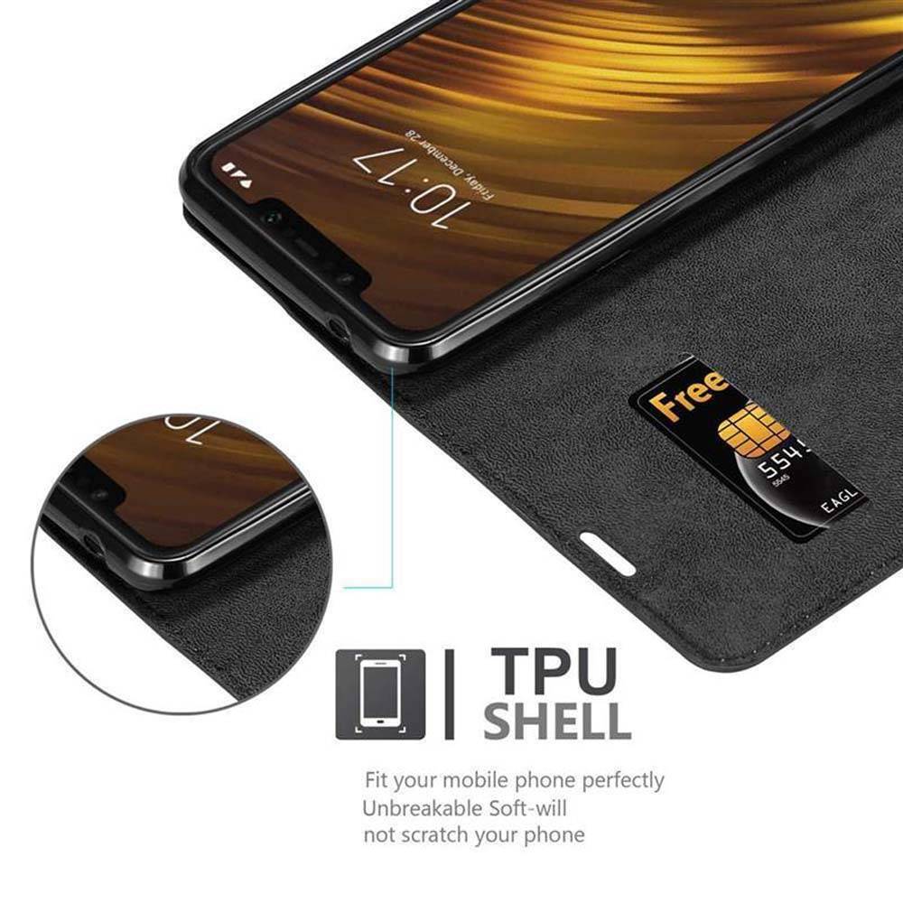 Cadorabo Hülle für Xiaomi Pocophone F1 Schutz Hülle in Schwarz Handyhülle Etui Case Cover Magnetverschluss