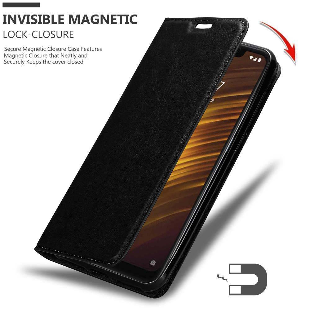 Cadorabo Hülle für Xiaomi Pocophone F1 Schutz Hülle in Schwarz Handyhülle Etui Case Cover Magnetverschluss