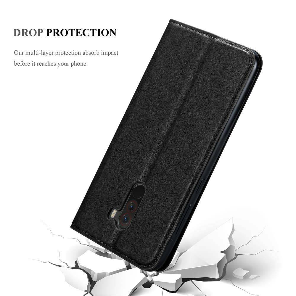 Cadorabo Hülle für Xiaomi Pocophone F1 Schutz Hülle in Schwarz Handyhülle Etui Case Cover Magnetverschluss