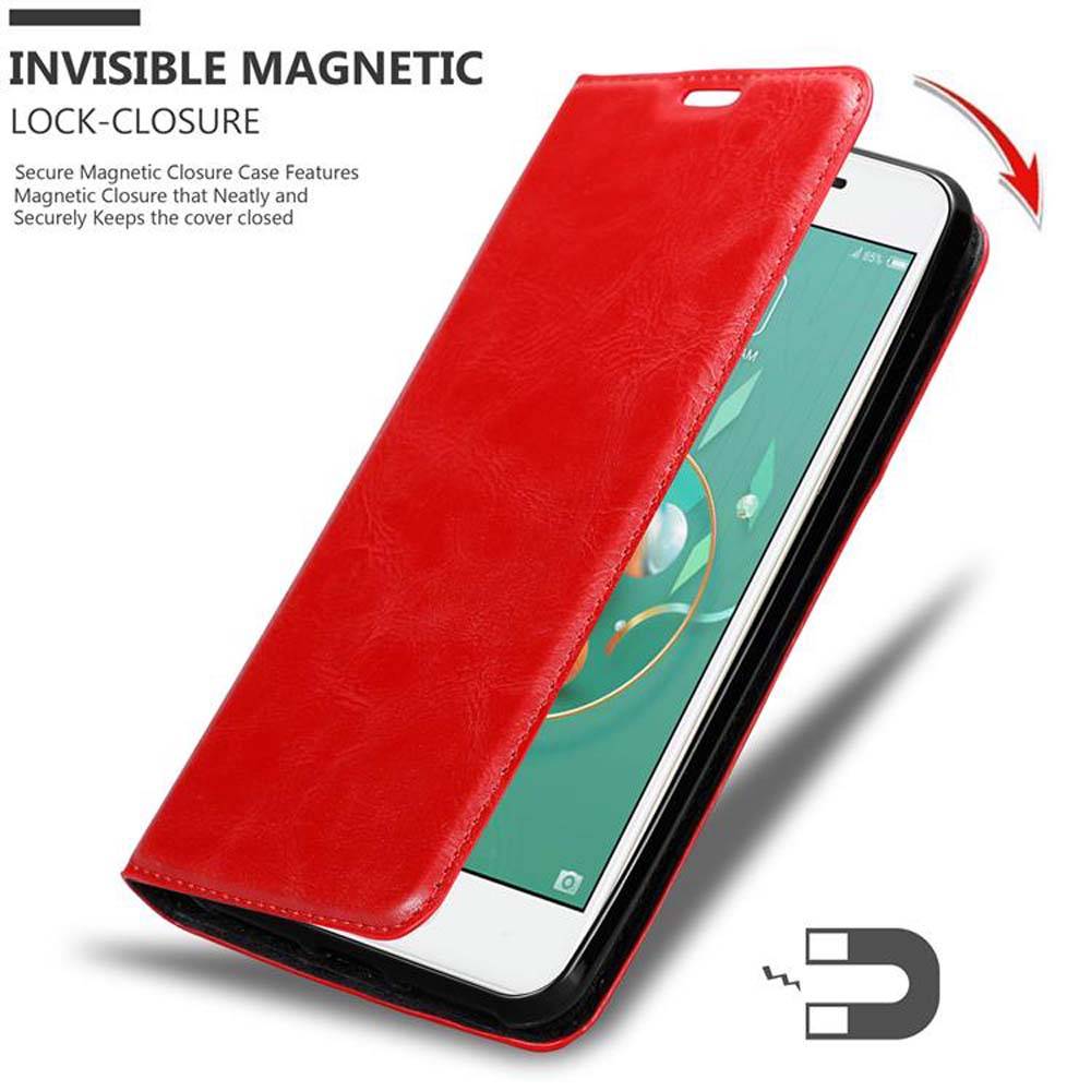 Cadorabo Hülle für ZTE Nubia M2 LITE Schutz Hülle in Rot Handyhülle Etui Case Cover Magnetverschluss