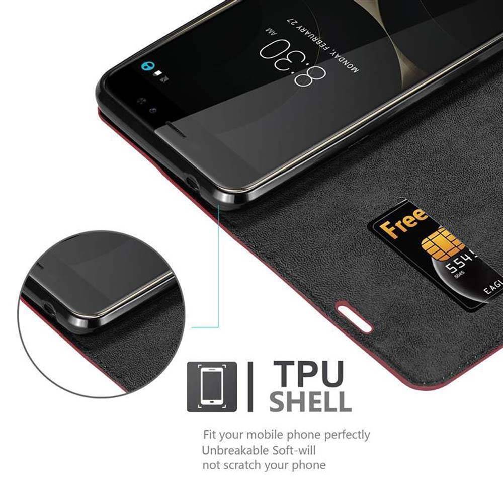 Cadorabo Hülle für ZTE Nubia N1 LITE Schutz Hülle in Rot Handyhülle Etui Case Cover Magnetverschluss