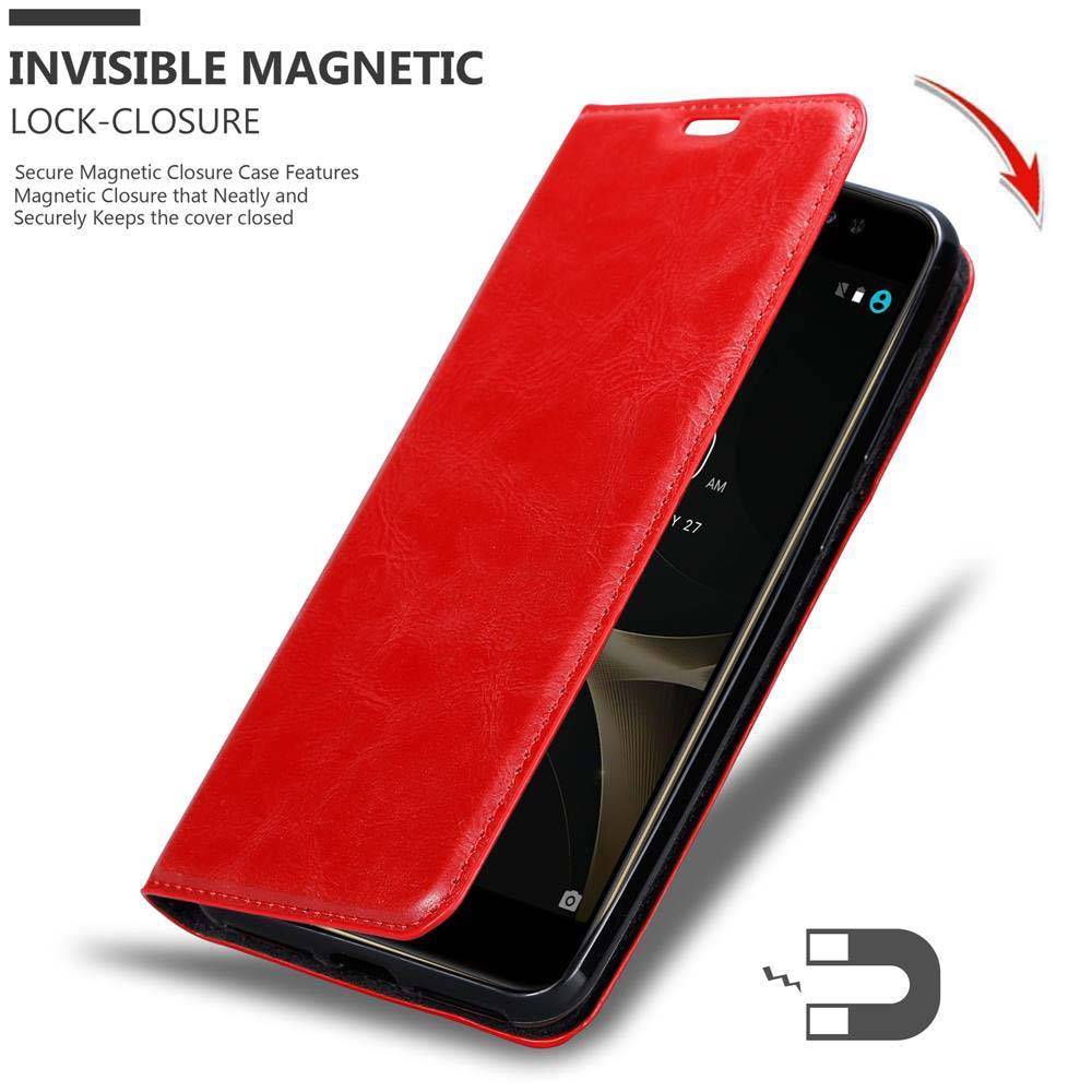 Cadorabo Hülle für ZTE Nubia N1 LITE Schutz Hülle in Rot Handyhülle Etui Case Cover Magnetverschluss