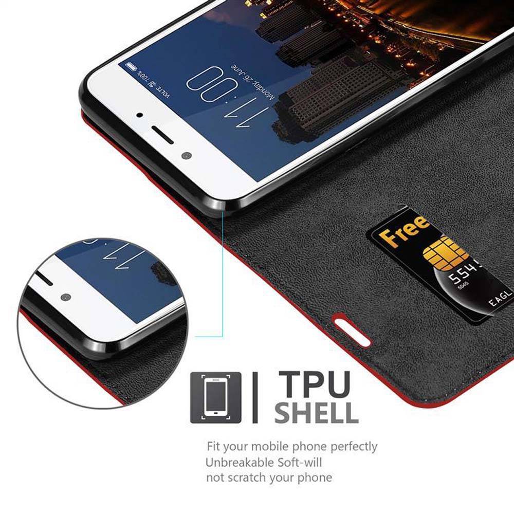 Cadorabo Hülle für ZTE Nubia N2 Schutz Hülle in Rot Handyhülle Etui Case Cover Magnetverschluss