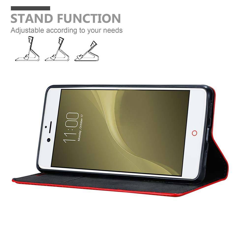 Cadorabo Hülle für ZTE Nubia Z11 Schutz Hülle in Rot Handyhülle Etui Case Cover Magnetverschluss