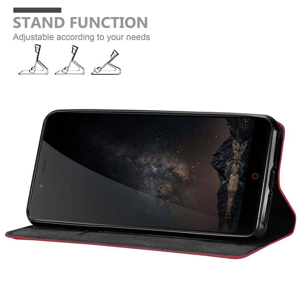 Cadorabo Hülle für ZTE Nubia Z11 MAX Schutz Hülle in Rot Handyhülle Etui Case Cover Magnetverschluss