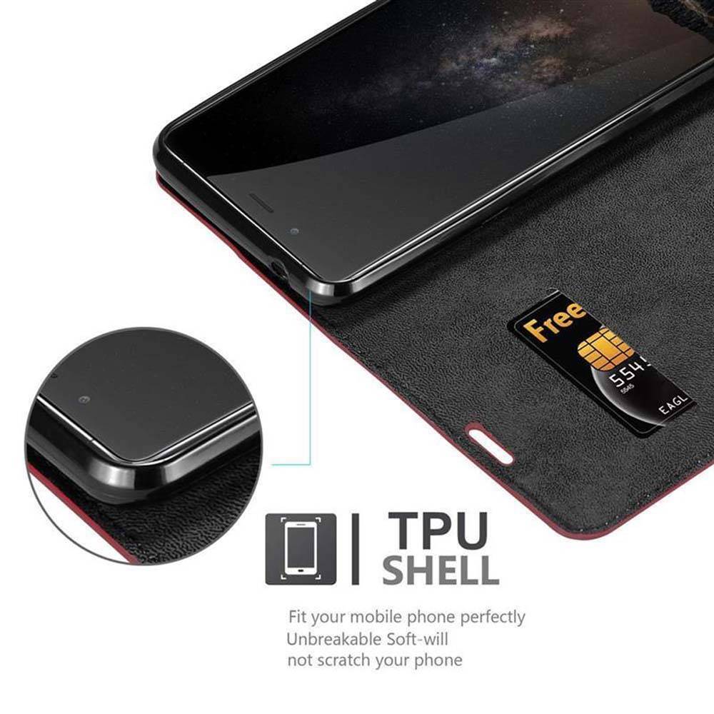 Cadorabo Hülle für ZTE Nubia Z11 MAX Schutz Hülle in Rot Handyhülle Etui Case Cover Magnetverschluss