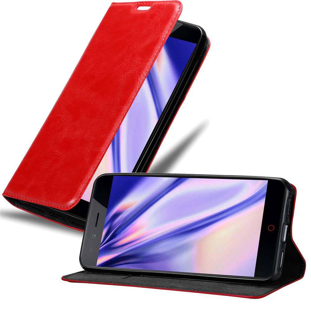 Cadorabo Hülle für ZTE Nubia Z11 MINI S Schutz Hülle in Rot Handyhülle Etui Case Cover Magnetverschluss