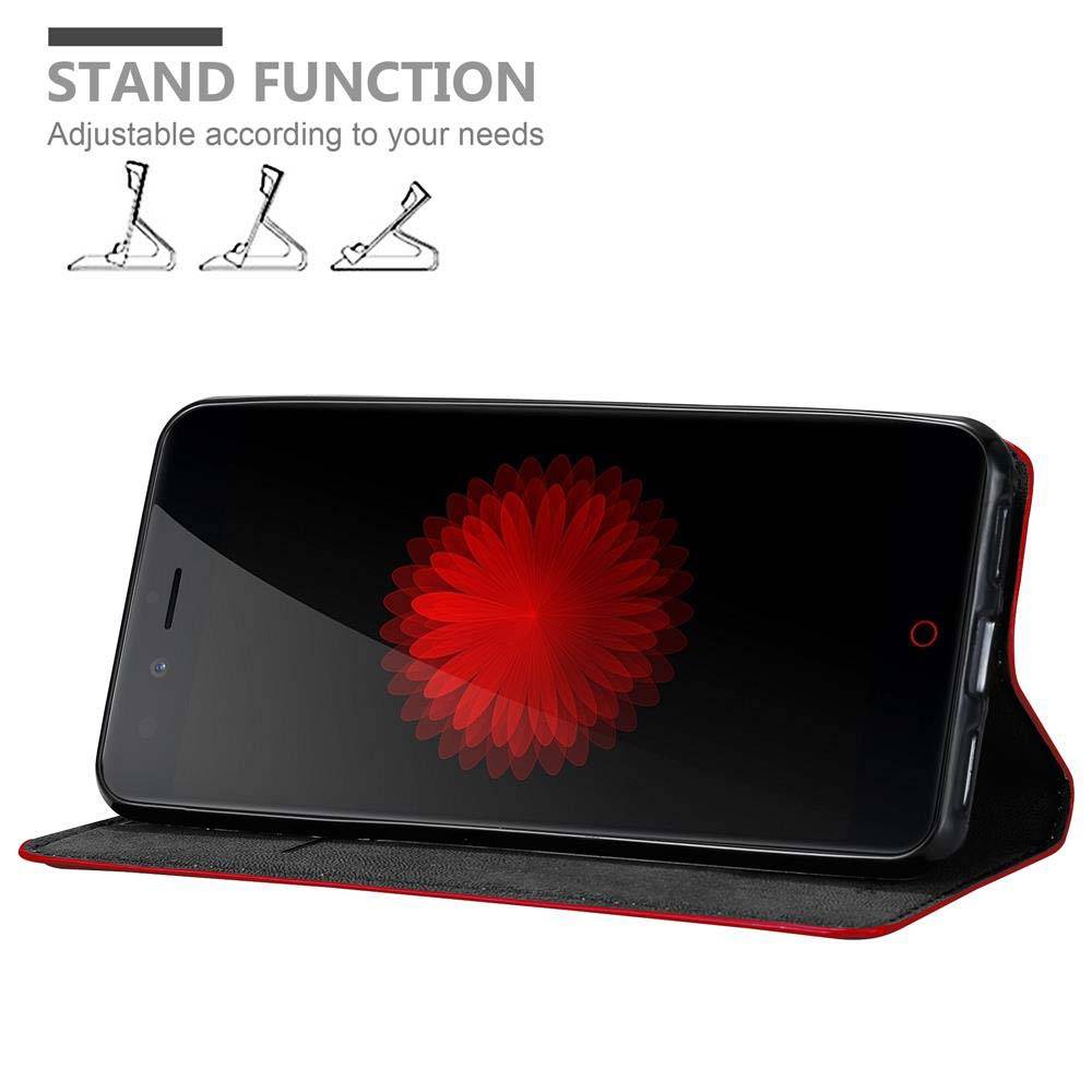 Cadorabo Hülle für ZTE Nubia Z11 MINI S Schutz Hülle in Rot Handyhülle Etui Case Cover Magnetverschluss