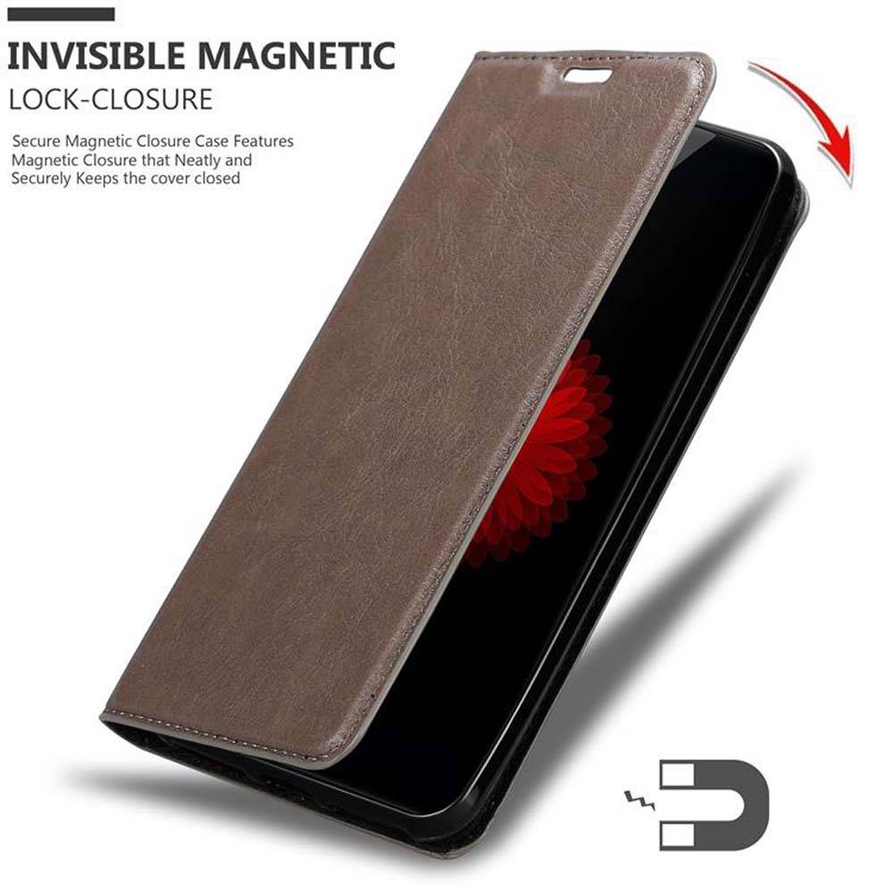 Cadorabo Hülle für ZTE Nubia Z11 MINI S Schutz Hülle in Braun Handyhülle Etui Case Cover Magnetverschluss