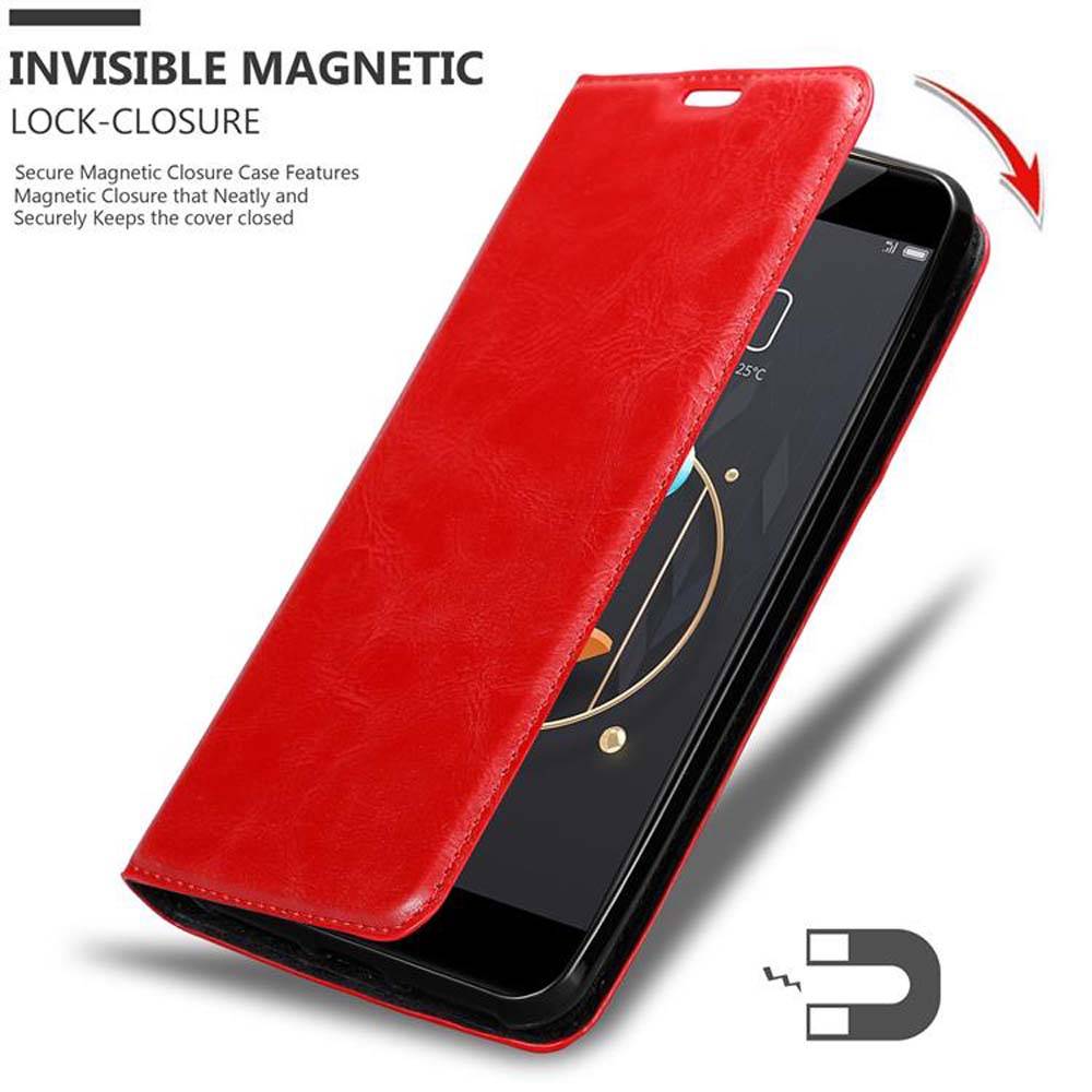 Cadorabo Hülle für ZTE Nubia Z17 MINI Schutz Hülle in Rot Handyhülle Etui Case Cover Magnetverschluss