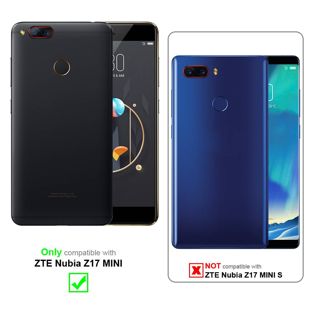 Cadorabo Hülle für ZTE Nubia Z17 MINI Schutz Hülle in Rot Handyhülle Etui Case Cover Magnetverschluss