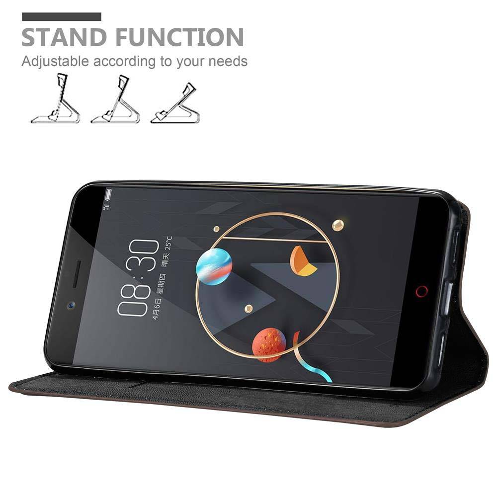 Cadorabo Hülle für ZTE Nubia Z17 MINI Schutz Hülle in Braun Handyhülle Etui Case Cover Magnetverschluss