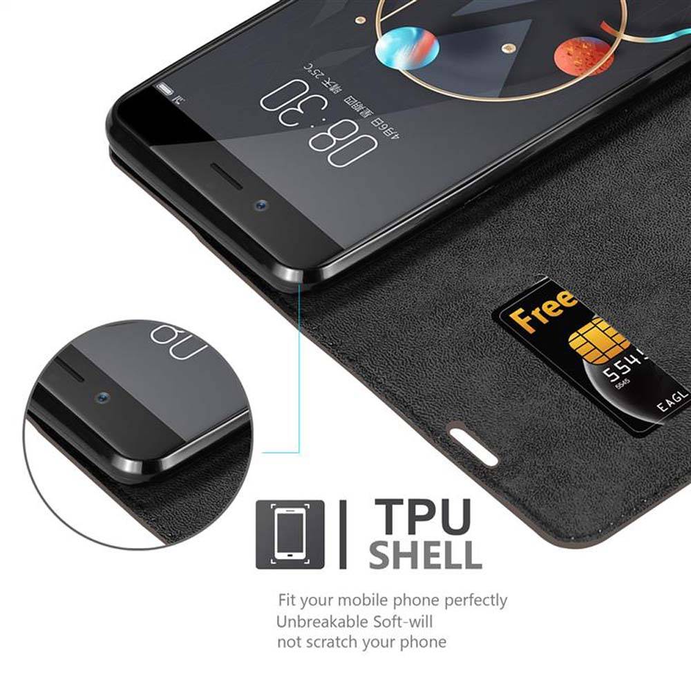 Cadorabo Hülle für ZTE Nubia Z17 MINI Schutz Hülle in Braun Handyhülle Etui Case Cover Magnetverschluss