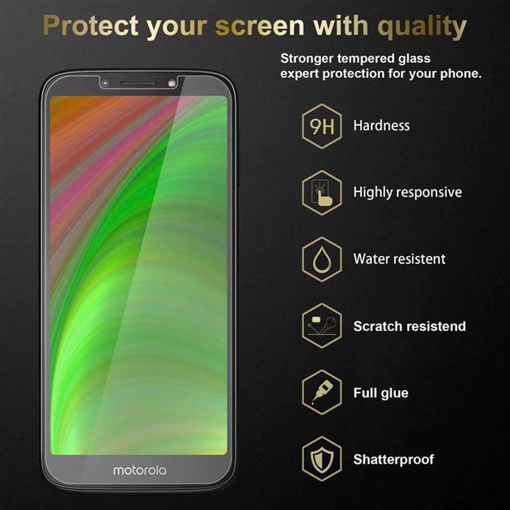 Cadorabo Panzer Folie für Motorola MOTO E5 PLAY Schutzfolie in Transparent Gehärtetes Tempered Display-Schutzglas