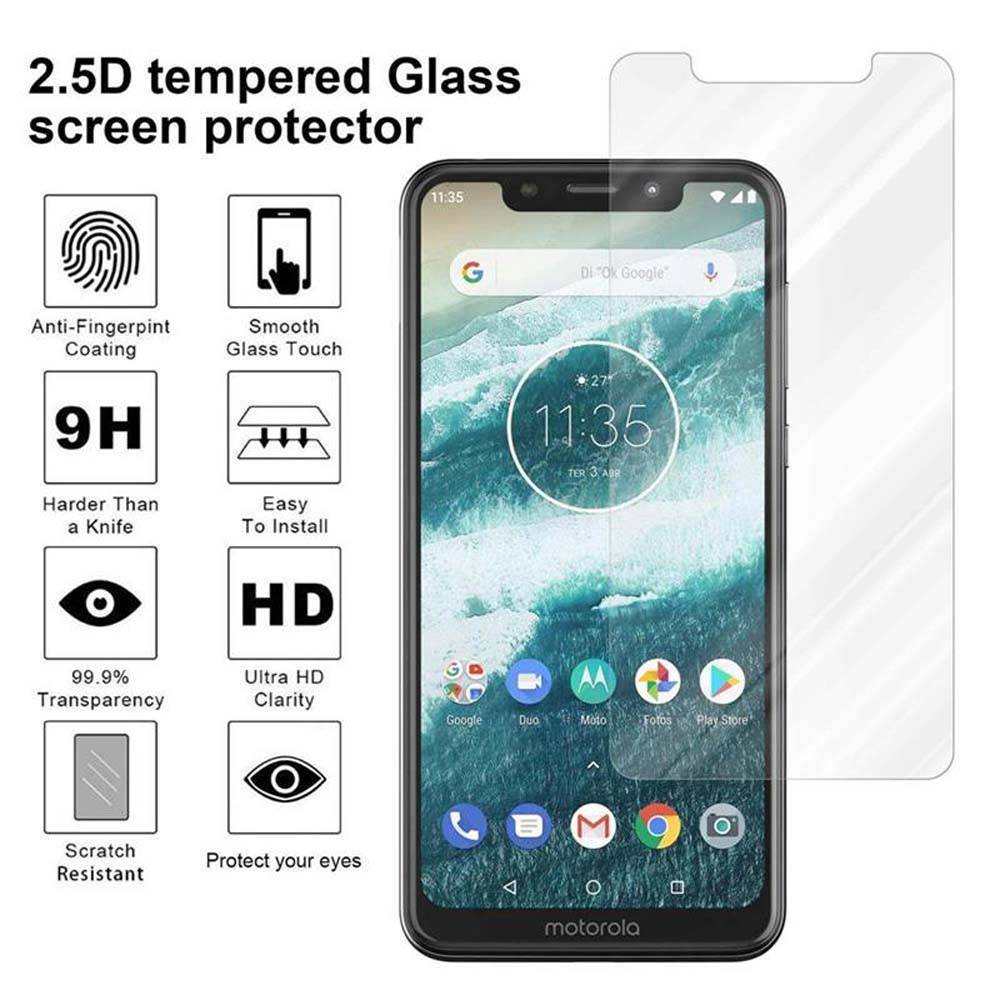 Cadorabo Panzer Folie für Motorola MOTO ONE Schutzfolie in Transparent Gehärtetes Tempered Display-Schutzglas