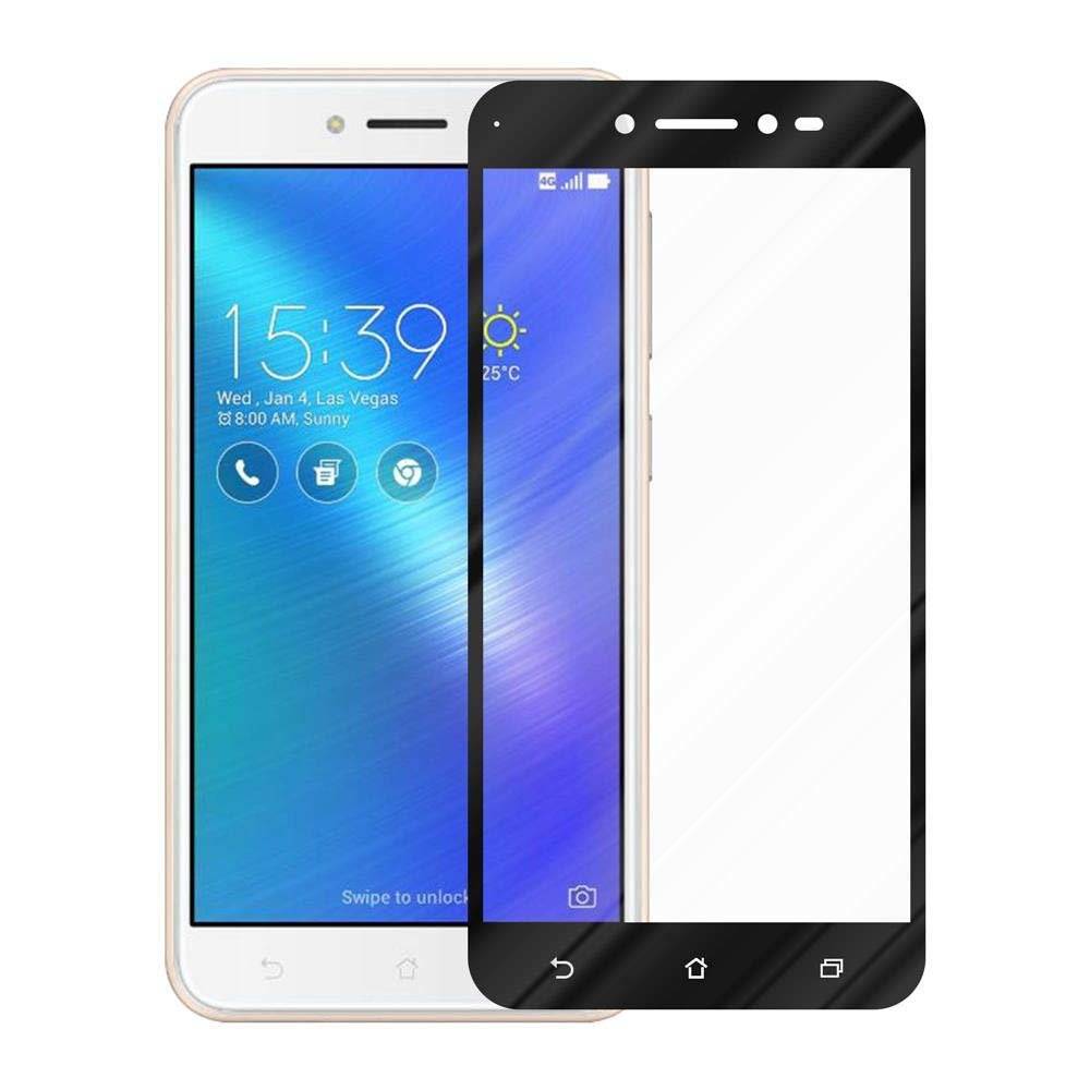 Cadorabo Vollbild Panzer Folie für Asus ZenFone Live - Schutzfolie in TRANSPARENT mit SCHWARZ - Gehärtetes (Tempered) Display-Schutzglas in 9H Härt