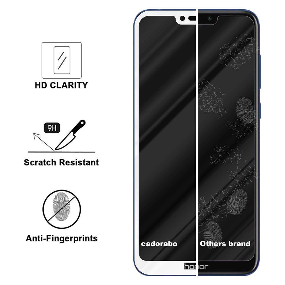 Cadorabo Panzerfolie für Honor 8C Schutzfolie in Weiß Vollbild Folie Tempered Display Schutzglas