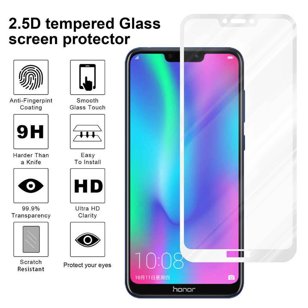 Cadorabo Panzerfolie für Honor 8C Schutzfolie in Weiß Vollbild Folie Tempered Display Schutzglas