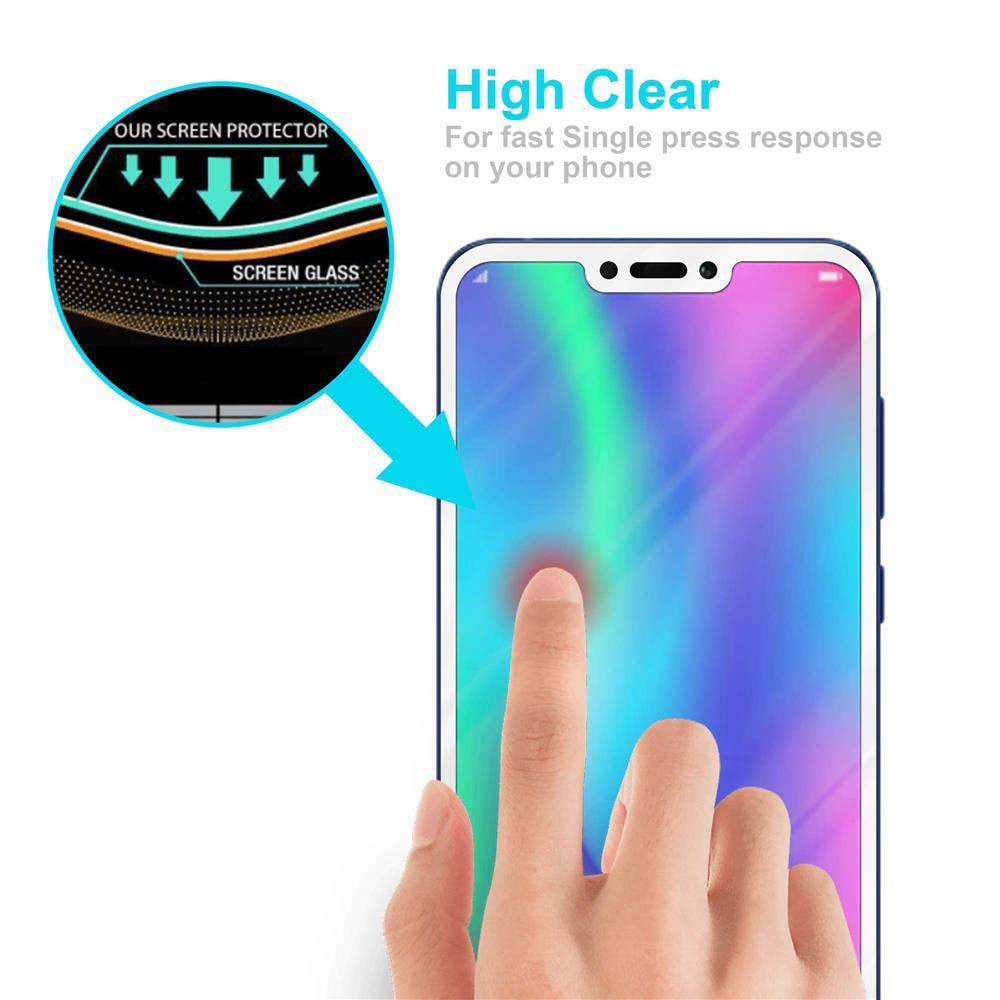 Cadorabo Panzerfolie für Honor 8C Schutzfolie in Weiß Vollbild Folie Tempered Display Schutzglas