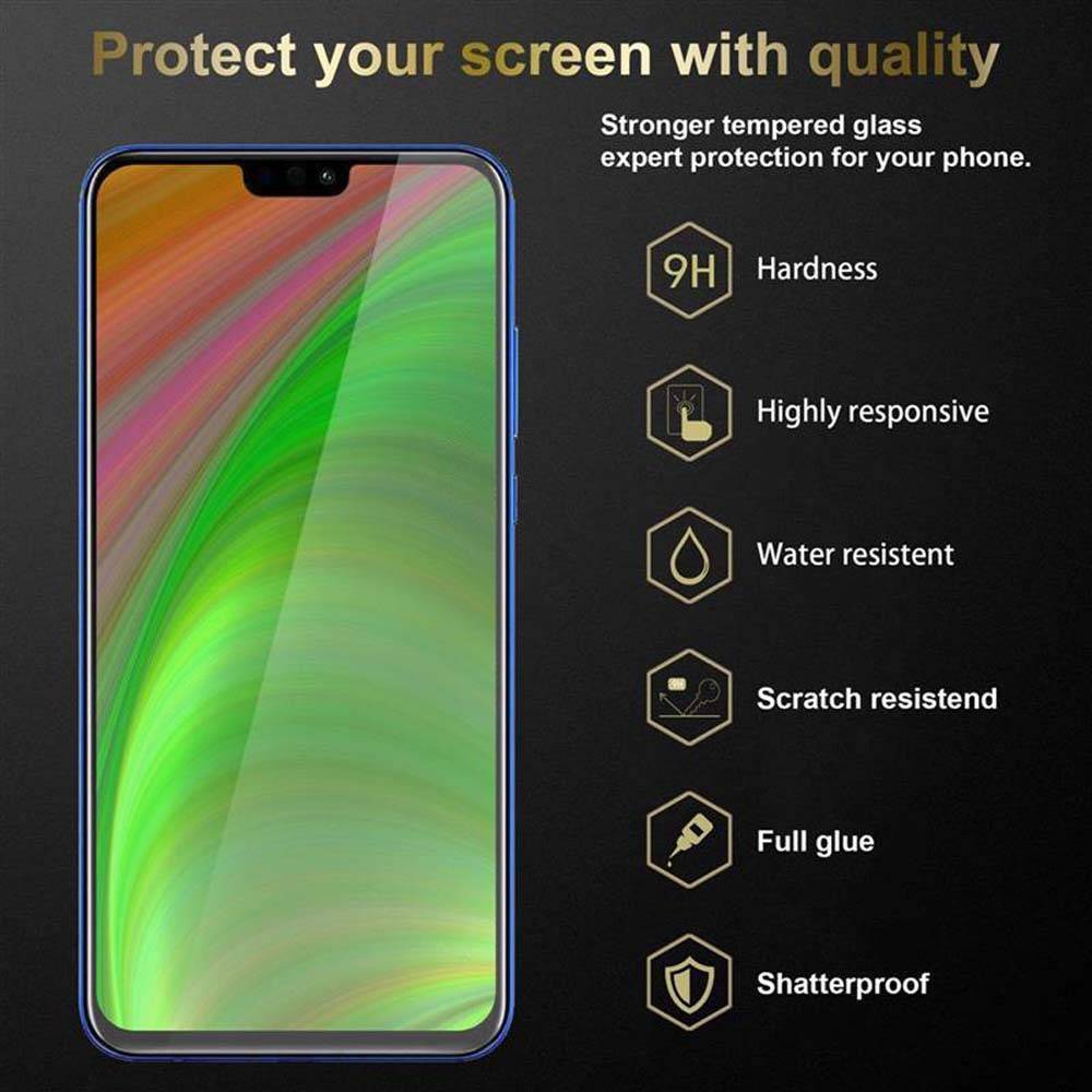 Cadorabo Panzerfolie für Honor 8X Schutzfolie in Schwarz Vollbild Folie Tempered Display Schutzglas