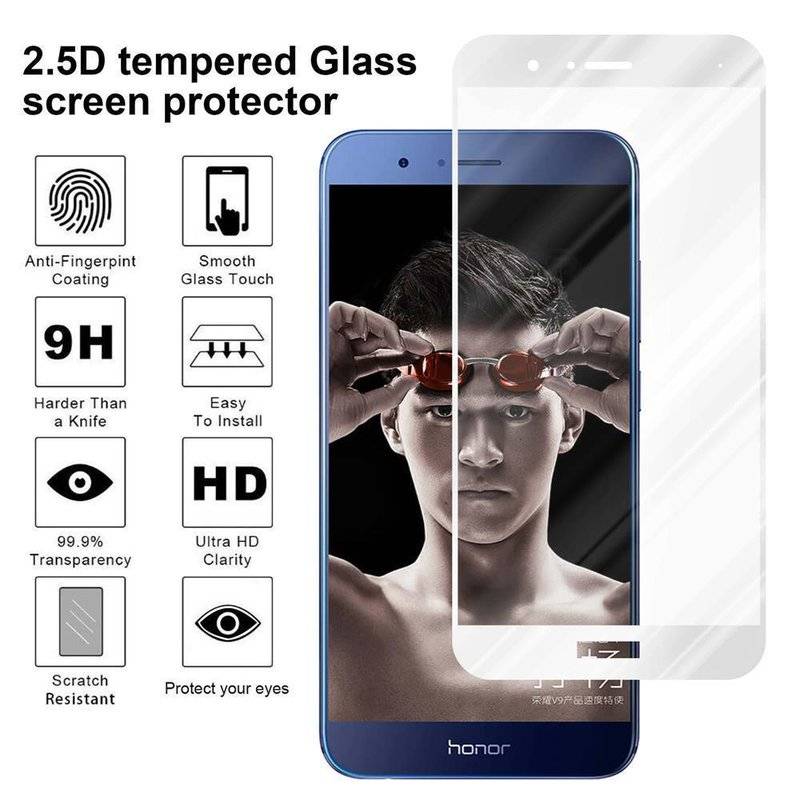 Cadorabo Vollbild Panzer Folie für Honor V9 - Schutzfolie in TRANSPARENT mit WEISS