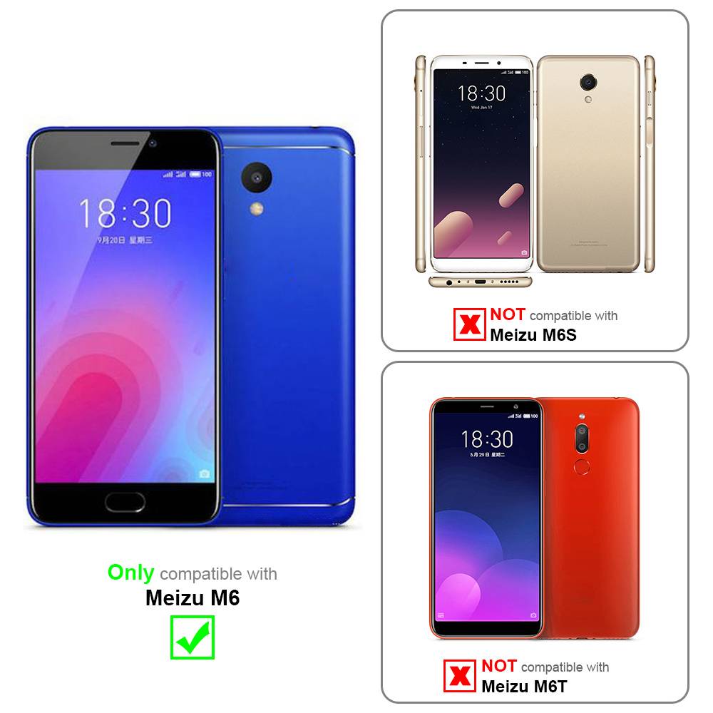 Cadorabo Panzerfolie für MEIZU M6 Schutzfolie in Weiß Vollbild Folie Tempered Display Schutzglas