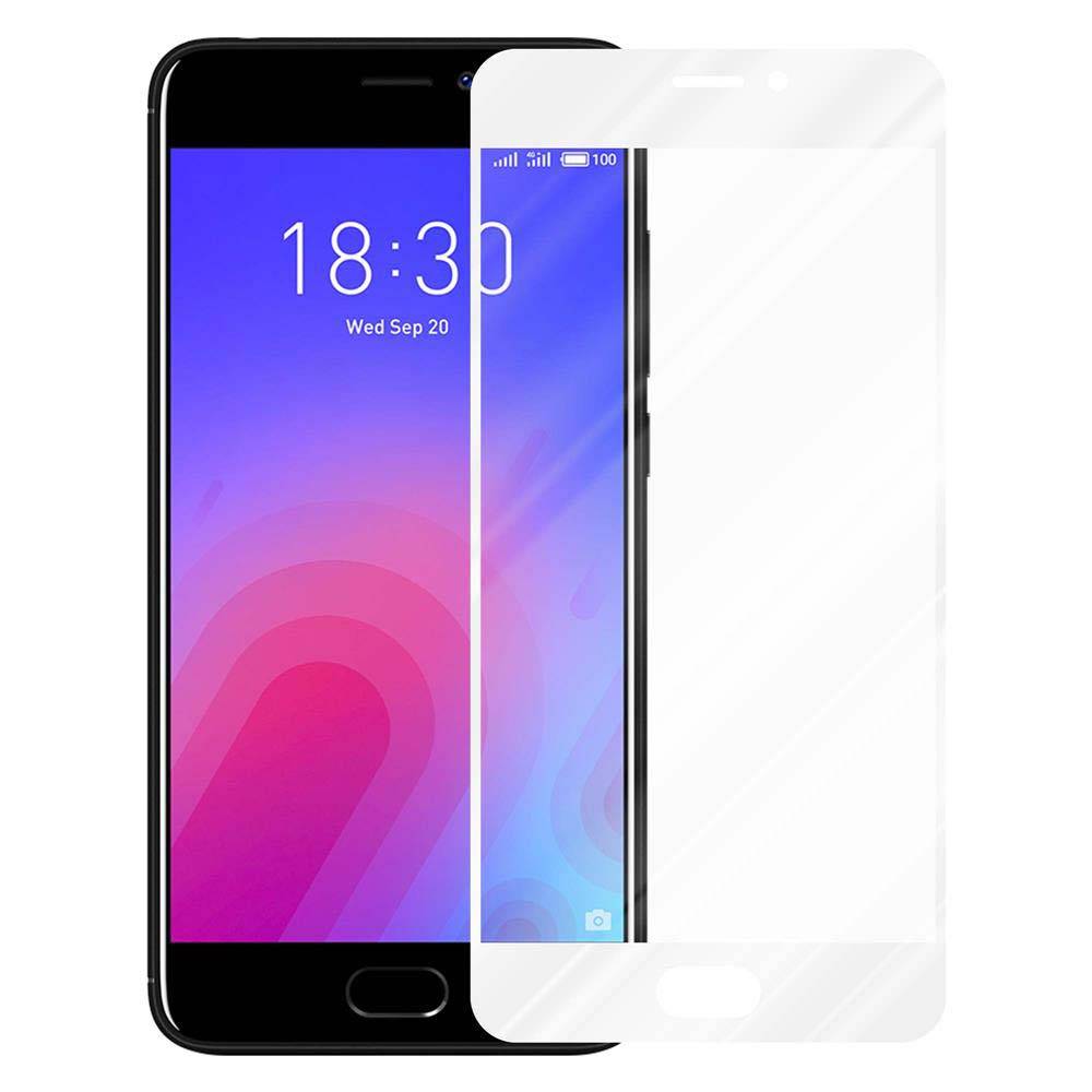 Cadorabo Panzerfolie für MEIZU M6 Schutzfolie in Weiß Vollbild Folie Tempered Display Schutzglas