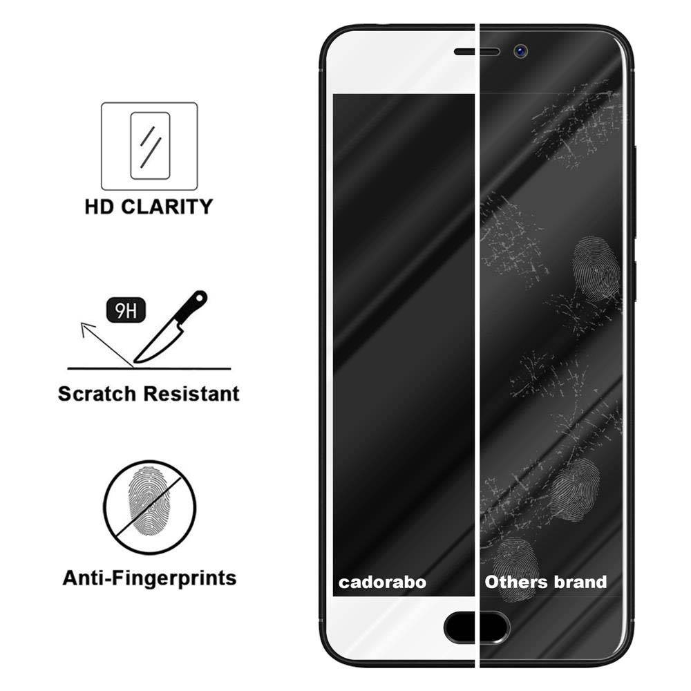 Cadorabo Panzerfolie für MEIZU M6 Schutzfolie in Weiß Vollbild Folie Tempered Display Schutzglas