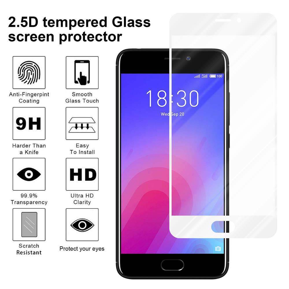 Cadorabo Panzerfolie für MEIZU M6 Schutzfolie in Weiß Vollbild Folie Tempered Display Schutzglas