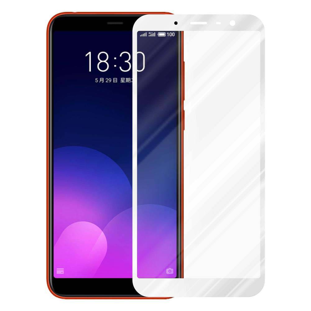 Cadorabo Panzerfolie für MEIZU M6T Schutzfolie in Weiß Vollbild Folie Tempered Display Schutzglas