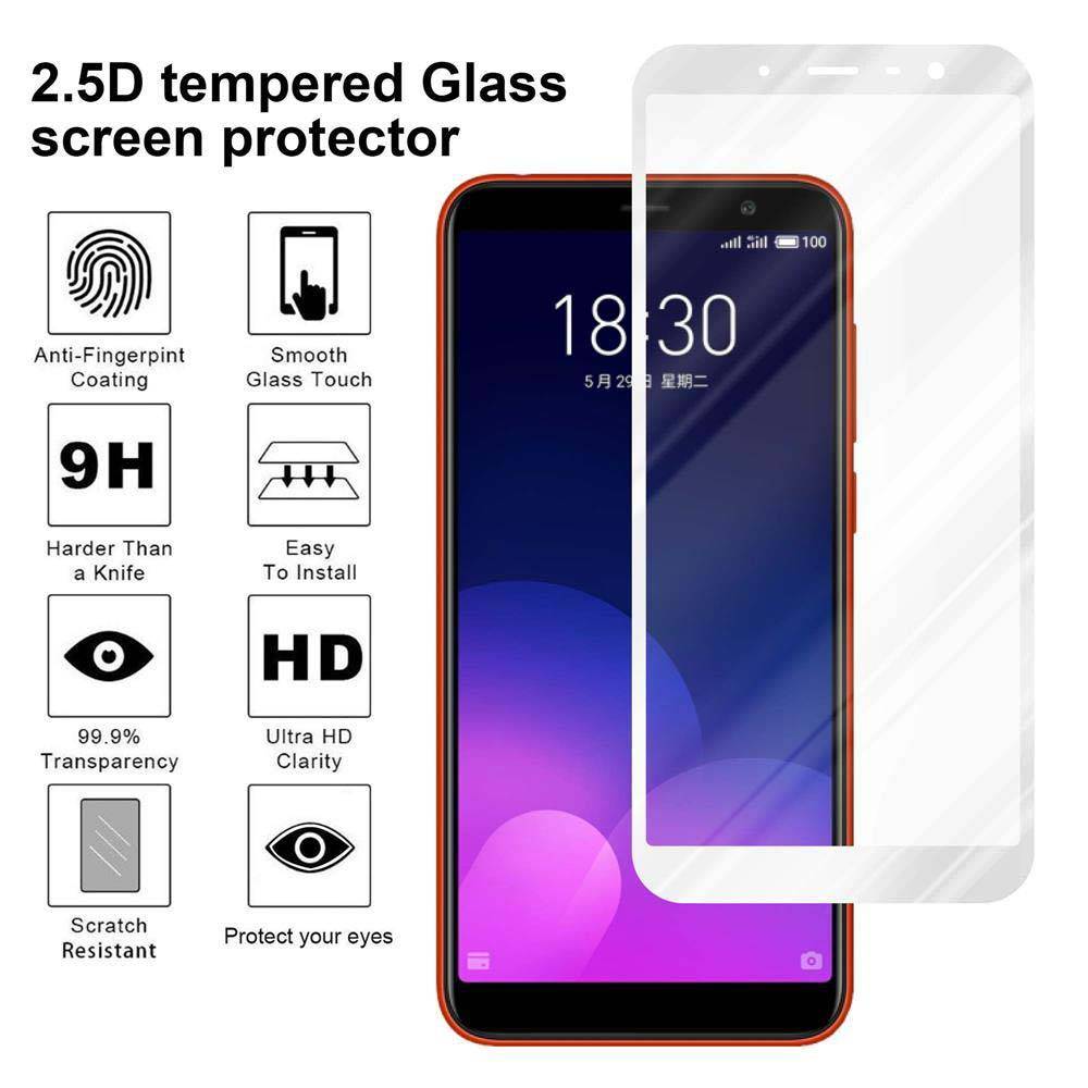 Cadorabo Panzerfolie für MEIZU M6T Schutzfolie in Weiß Vollbild Folie Tempered Display Schutzglas