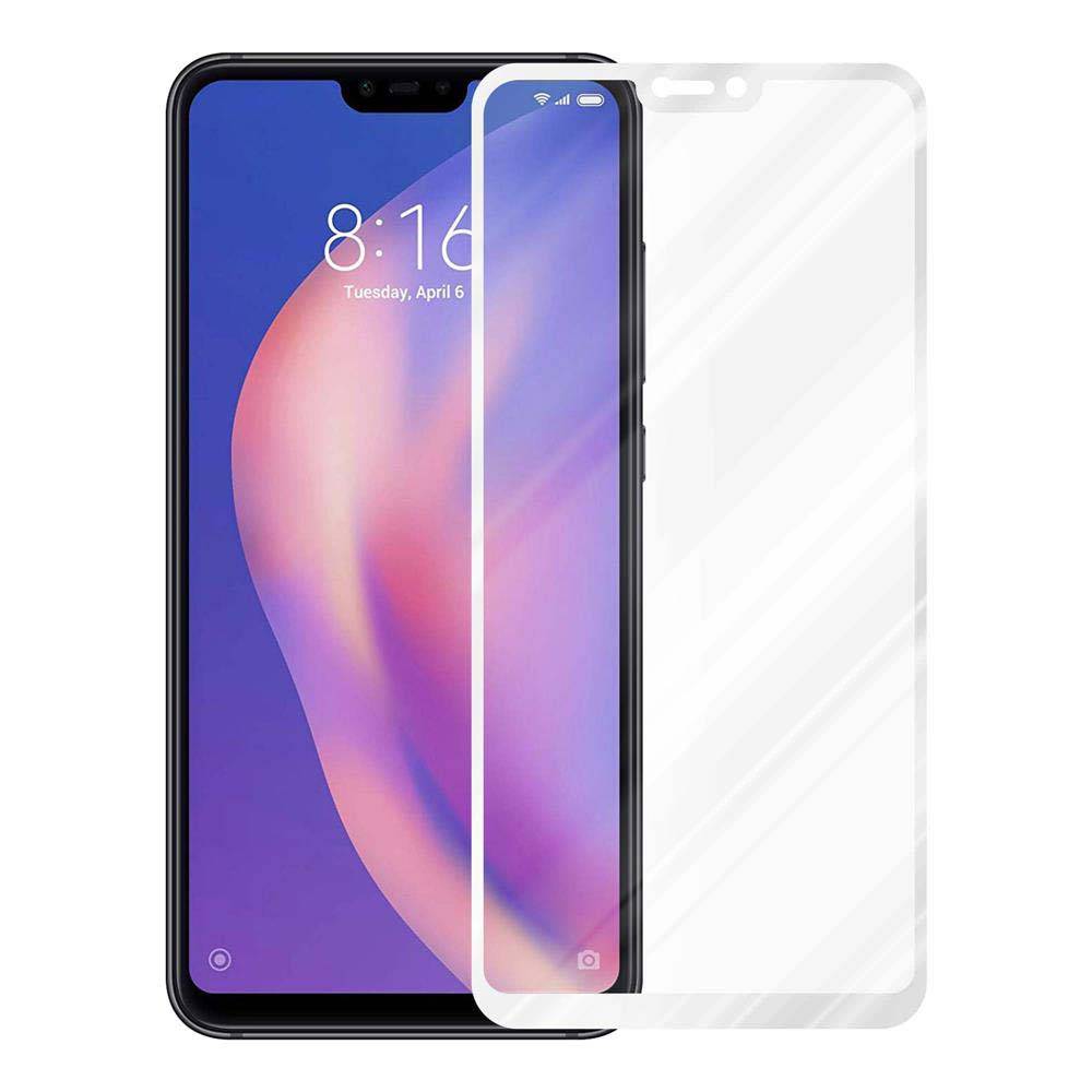 Cadorabo Panzerfolie für Xiaomi Mi 8 Lite Schutzfolie in Weiß Vollbild Folie Tempered Display Schutzglas