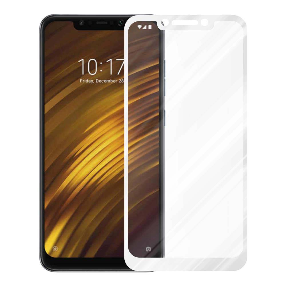 Cadorabo Panzerfolie für Xiaomi Pocophone F1 Schutzfolie in Weiß Vollbild Folie Tempered Display Schutzglas