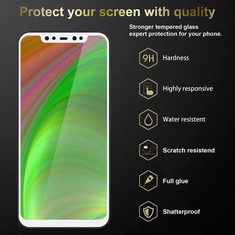 Cadorabo Panzerfolie für Xiaomi Pocophone F1 Schutzfolie in Weiß Vollbild Folie Tempered Display Schutzglas