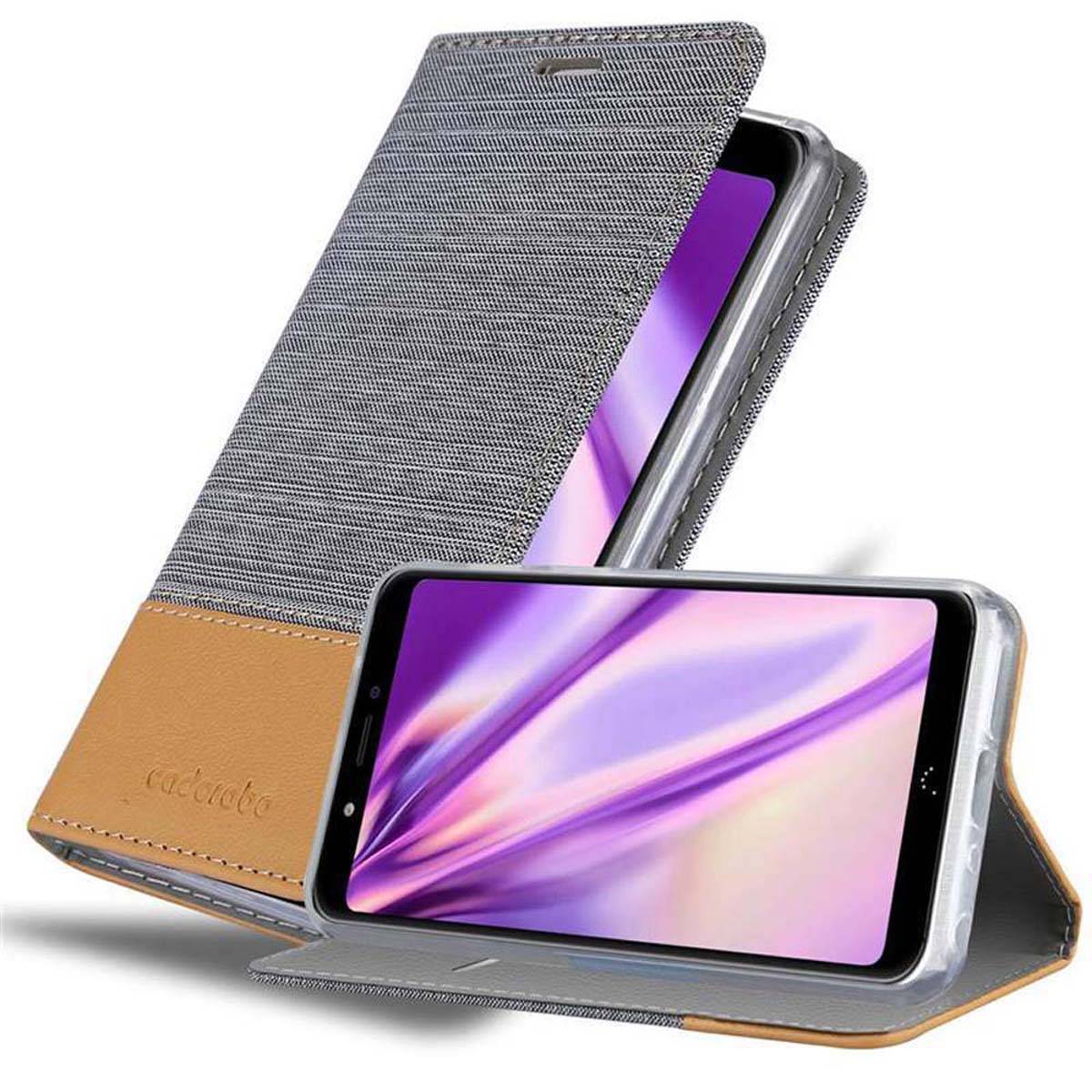 Cadorabo Hülle für BQ Aquaris C Schutzhülle in Grau Handy Hülle Etui Book Case Cover