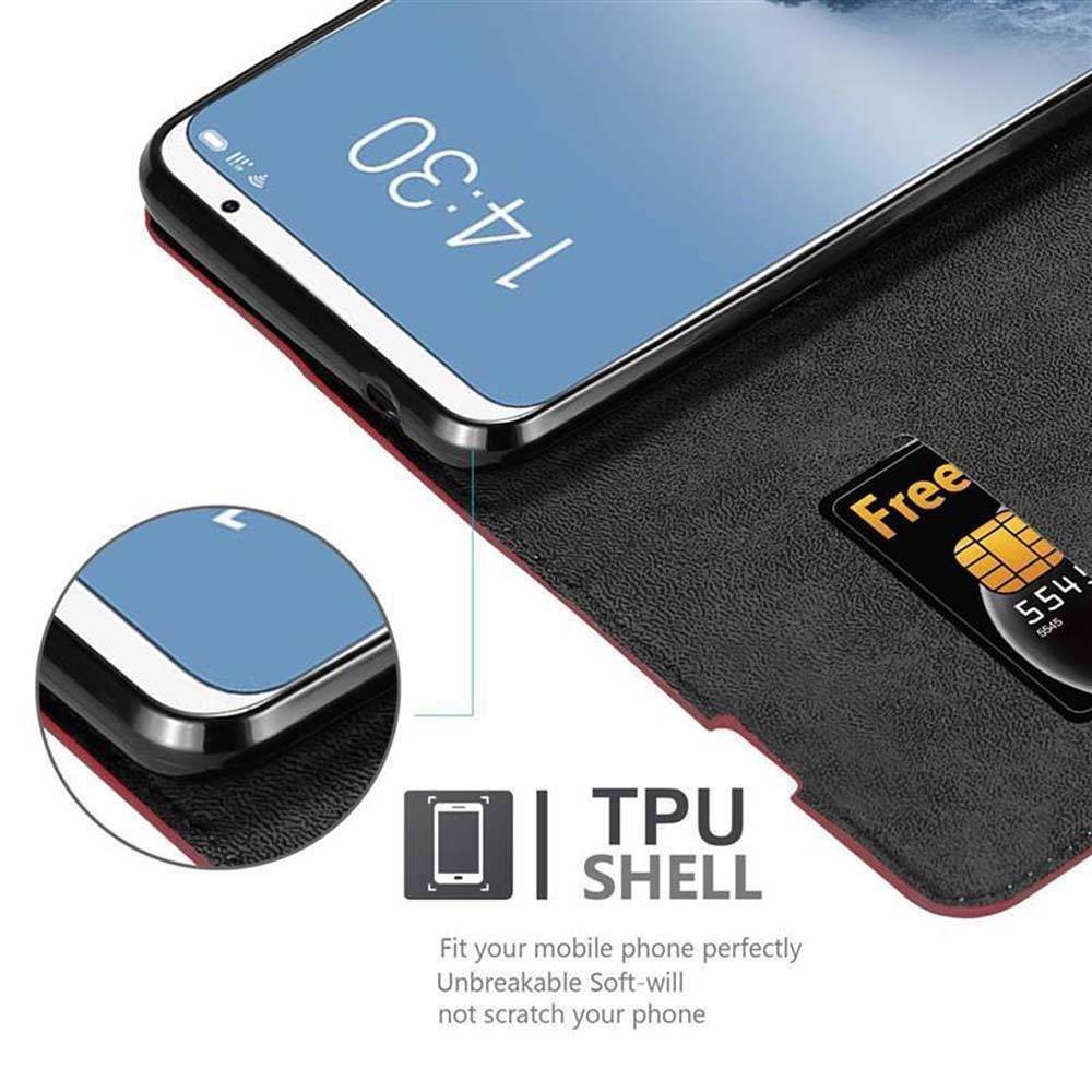 Cadorabo Hülle für MEIZU 16 Schutz Hülle in Rot Handyhülle Etui Case Cover Magnetverschluss