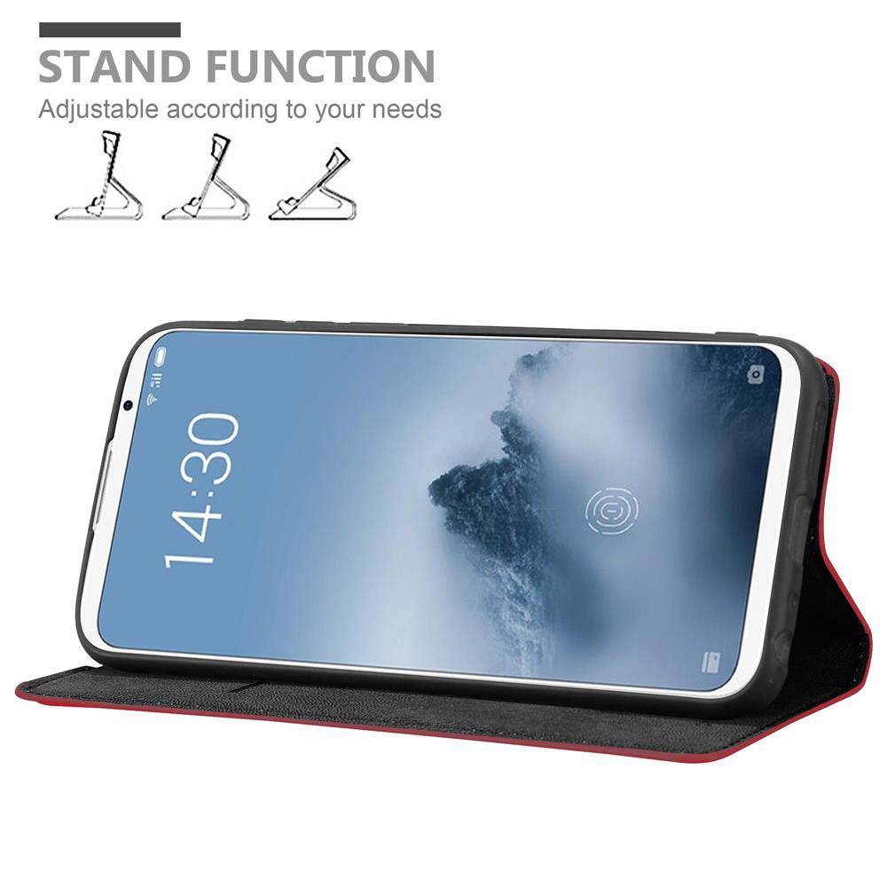 Cadorabo Hülle für MEIZU 16 Schutz Hülle in Rot Handyhülle Etui Case Cover Magnetverschluss