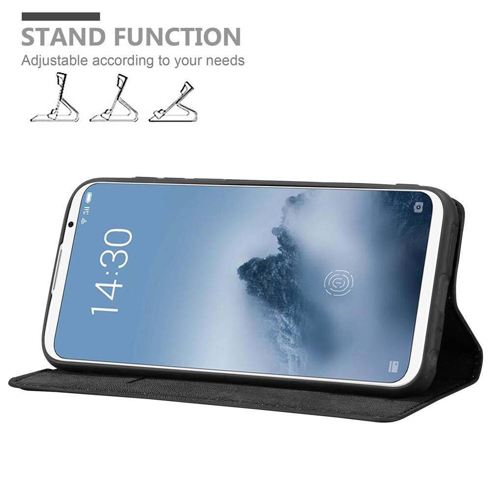 Cadorabo Hülle für MEIZU 16 Schutz Hülle in Schwarz Handyhülle Etui Case Cover Magnetverschluss