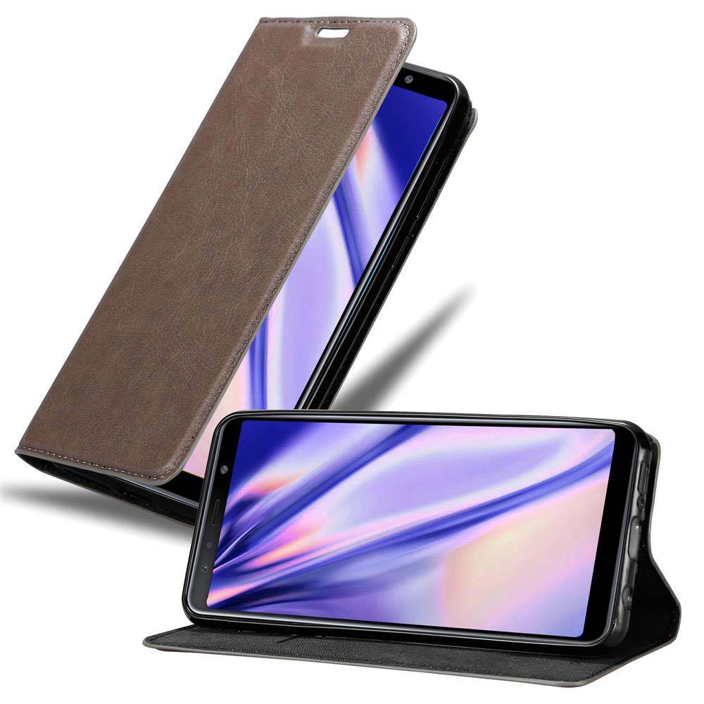 Cadorabo Hülle für Samsung Galaxy A7 2018 Schutz Hülle in Braun Handyhülle Etui Case Cover Magnetverschluss